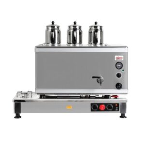 Ateşe Silver Otomatik Gazlı Elektrikli İnox 3 Demlikli Çay Kazanı, 34 Litre