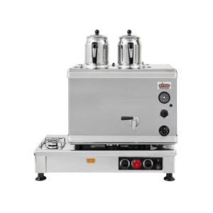 Ateşe Silver Otomatik Gazlı Elektrikli İnox 2 Demlikli Çay Kazanı, 24 Litre