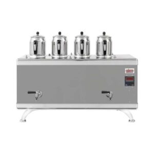 Ateşe Titanium Compact Akıllı Gazlı Elektrikli İnox 4 Demlikli Çay Kazanı, 45 Litre