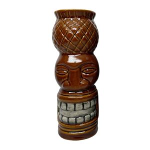 Biradlı GRV-20230 Seramik Tiki Kokteyl Bardağı, 7x21 cm, 550 cc Kahverengi