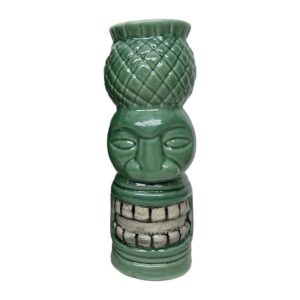 Biradlı GRV-20230 Seramik Tiki Kokteyl Bardağı, 7x21 cm, 550 cc Yeşil
