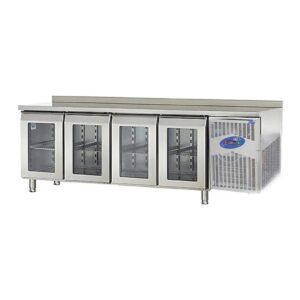 CSA CS.TEK.4.700.C.240cm Tezgah Tipi Buzdolabı 4 Cam Kapılı 240x70 Cm 632 L 304 Kalite