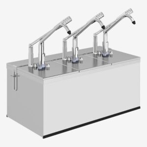 Kalando KD-0214 Gastronorm Kollu Sos Pompası Üçlü Stant Paslanmaz GN 1/4 3x5.25 L