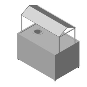 Öztiryakiler Bulaşık Alma Tezgahı, Sıyırma Hunili, Kasa Raflı, 120x90 Cm
