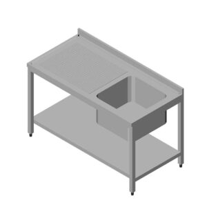 Öztiryakiler Evyeli Tezgah 1G/1D Sol 3 Perdeli Taban Raflı Demonte 100x60 Cm