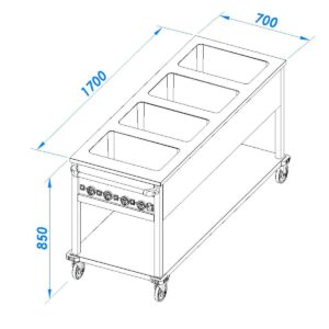 Öztiryakiler Hareketli Bain Marie Taban Raflı Elektirikli 4*GN1/1-150