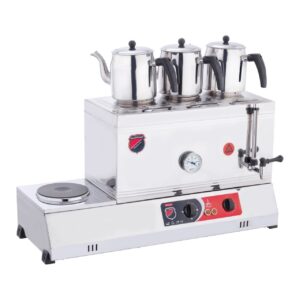 Silverinox Elektrikli Çay Ocağı Kapaklı ve Kaynaklı 3 Demlikli 60'lık